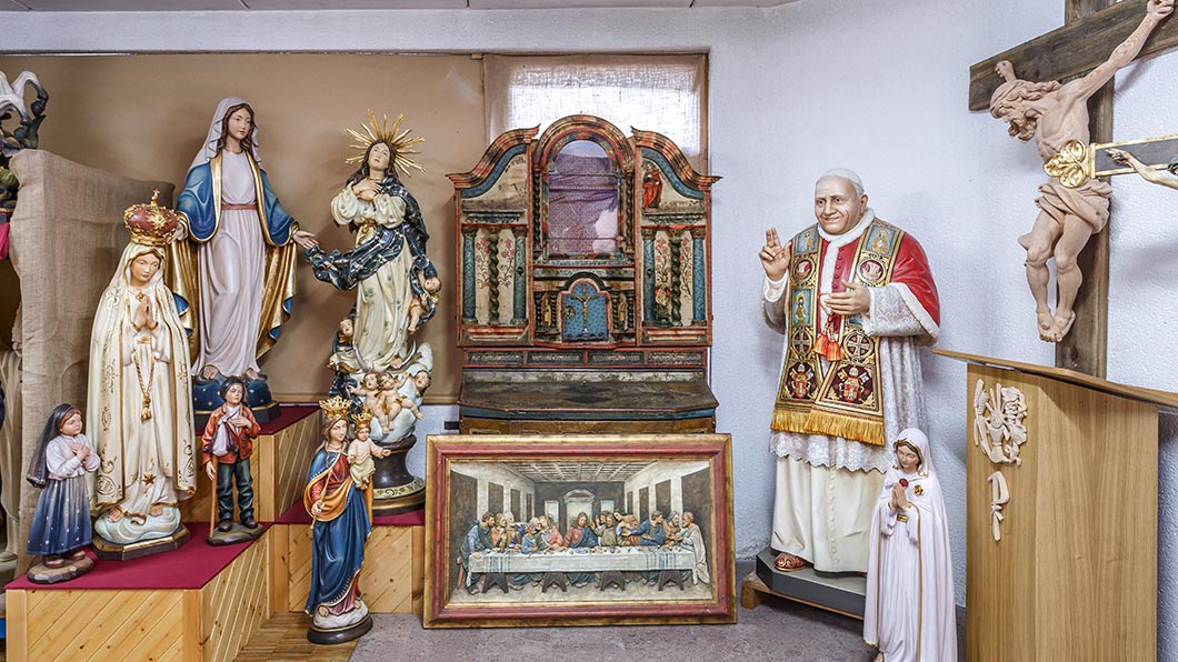 Exposição de Arte Sacra - Bergland esculturas em madeira - Ortisei in Val Gardena