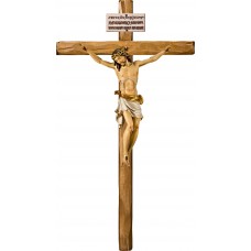 Cristo Pisa en cruz recta con Titulus Crucis en hebreo - latín - griego