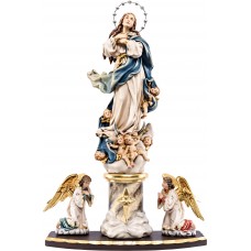 Assumption of Mary with silver corona - Home altar 54 cm Colored maple