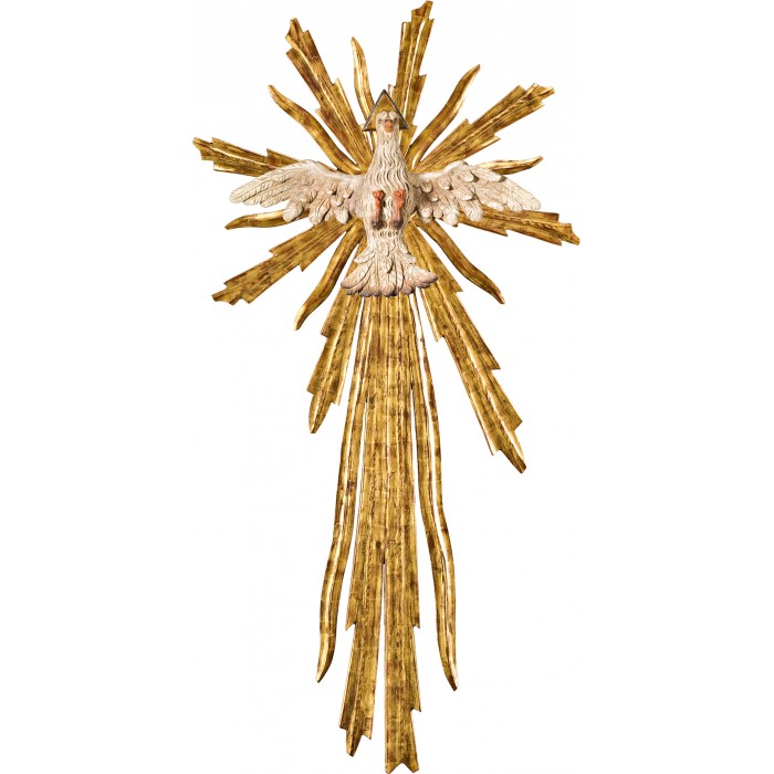 Espíritu Santo con aureola y cola 48 x 25 cm Oro fino antiguo