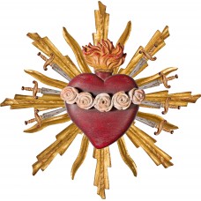 Immaculate Heart of Mary with 7 swords and aureole ø 25 cm Antique