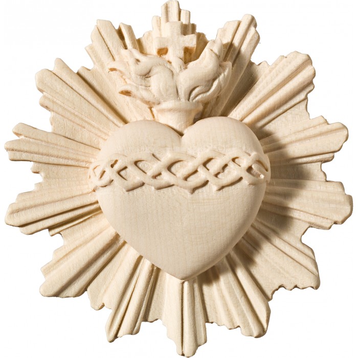 Sacred Heart of Jesus with halo ø 7,6 cm Natural maple
