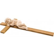 Niño Jesús durmiendo en cruz 11 cm [18x10cm] Natural arce