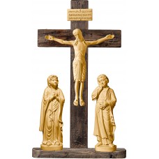 Crucifixión Románica con Titulus Crucis en hebreo - latín - griego 30 cm [66x36cm] Patinado arce