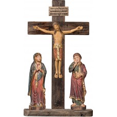 Crucifixión Románica con Titulus Crucis en hebreo - latín - griego 30 cm [66x36cm] Antiguo