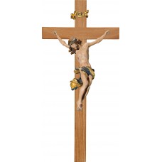 Cristo Barroco en cruz de roble simple ancha 33 cm [84x40cm] Oro fino nuevo