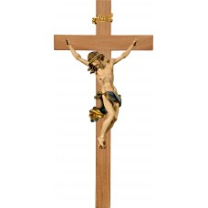 Cristo Barroco en cruz de roble simple ancha 47 cm [98x49cm] Color tilo