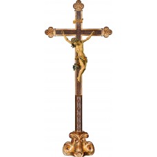 Cristo Barroco en cruz barroca en peana 15 cm [49x23cm] Antiguo