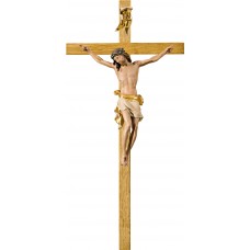 Cristo Pisa en cruz de roble 16 cm [36x19cm] Oro fino nuevo
