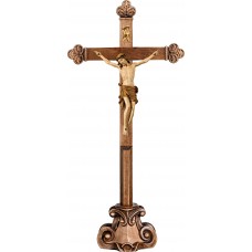 Corpus Pisa on cross baroque on pedestal 16 cm [49x23cm] Stained+tones maple
