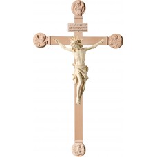 Cristo Pisa en cruz con Evangelistas con Titulus Crucis en hebreo - latín - griego 32 cm [92x53cm] Natural arce