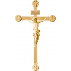 Cristo Pisa en cruz con Evangelistas con Titulus Crucis en hebreo - latín - griego 32 cm [92x53cm] Patinado arce