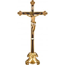 Cristo Pisa en cruz barroca en peana