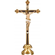 Cristo Pisa en cruz barroca en peana 22 cm [65x31cm] Color arce