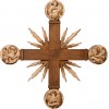 Cross with Evangelists and rays 35 x 35 cm Stained+tones maple