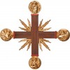 Cross with Evangelists and rays 80 x 80 cm Colored maple
