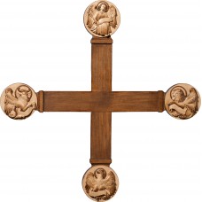 Cross with Evangelists 45 x 45 cm Stained+tones maple