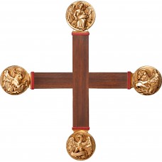 Cross with Evangelists 45 x 45 cm Colored maple