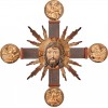Cross with Evangelists, Head of Christ and rays 35 x 35 cm Antique