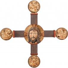 Cross with Evangelists and Head of Christ 53 x 53 cm Antique