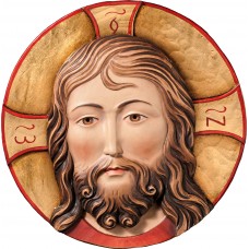 Head of Christ ø 25 cm Colored linden