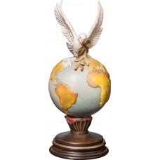 Dove of peace on globe 24 cm Colored maple