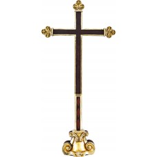 Cross baroque on pedestal 49 x 23 cm Real Gold new