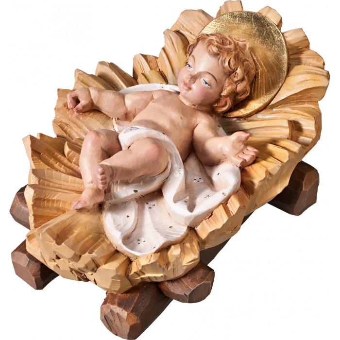 Jesus child fixed in cradle 50 cm Serie Colored linden