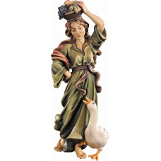 Herdswoman with goose and fruits 18 cm Serie Colored maple