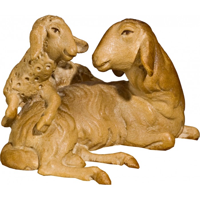 Grupo de ovejas mentira (sin base) 18 cm Serie [4,7x6,8cm] Patinado+tonos arce