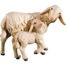 Sheep with lamb 18 cm Serie Colored maple