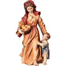 Herdswoman with kid 50 cm Serie Colored linden