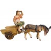 Donkey with cart and herdsman 18 cm Serie Colored maple