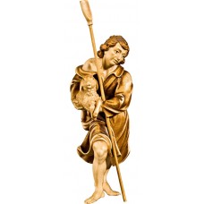 Pastor con cordero y pala (sin base) 18 cm Serie Patinado+tonos arce