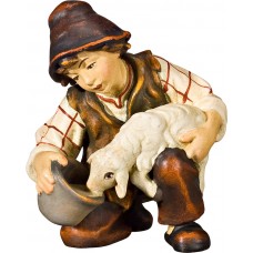 Boy with lamb at the well 27 cm Serie Real Gold new