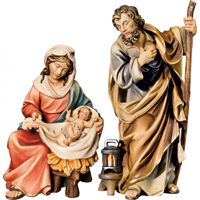 Holy Family Mary sitting with Jesus Child 12 cm Serie Colored maple